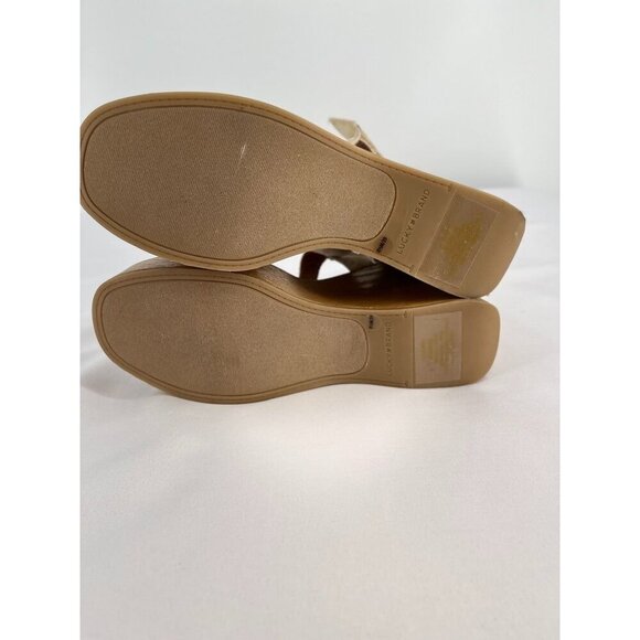 Lucky Brand Demmia Platform Wedge Sandal Size.8.5 Buttered Yellow Floral Canvas - Picture 9 of 15